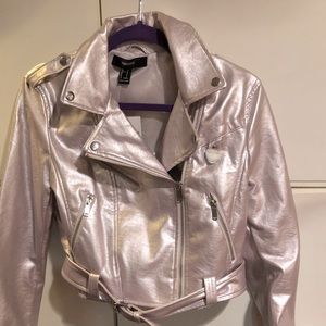 NWT pale lavender faux leather Moto jacket S.
